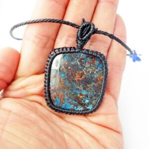 Azurite Macrame Pendant Necklace: Sea Stone Jewelry Azurite Macrame Pendant Necklace: Sea Stone Jewelry