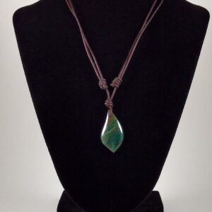 Malachite and Azurite Pendant Adjustable Leather Necklace Handmade by Chris Hay Malachite and Azurite Pendant Adjustable Leather Necklace Handmade by Chris Hay