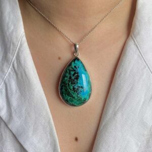 Azurite Malachite Pendant Necklace / 925 Sterling Silver / Healing Gemstone / Gift for her / Pear Cab / Malachite Statement Jewelry AZM-P-4. Azurite Malachite Pendant Necklace / 925 Sterling Silver / Healing Gemstone / Gift for her / Pear Cab / Malachite Statement Jewelry AZM-P-4.