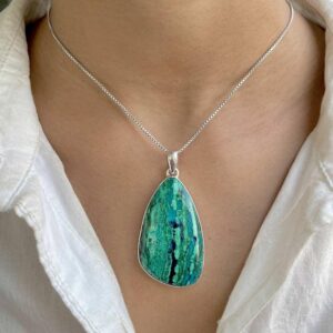 Azurite Malachite Pendant Necklace / 925 Sterling Silver / Healing Gemstone / Gift for her / Fancy Cab/ Malachite Statement Jewelry AZM-P-6. Azurite Malachite Pendant Necklace / 925 Sterling Silver / Healing Gemstone / Gift for her / Fancy Cab/ Malachite Statement Jewelry AZM-P-6.