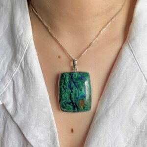 Azurite Malachite Pendant Necklace / 925 Sterling Silver / Healing Gemstone / Gifts for her / Octagon / Malachite Statement Jewelry AZM-P-1. Azurite Malachite Pendant Necklace / 925 Sterling Silver / Healing Gemstone / Gifts for her / Octagon / Malachite Statement Jewelry AZM-P-1.