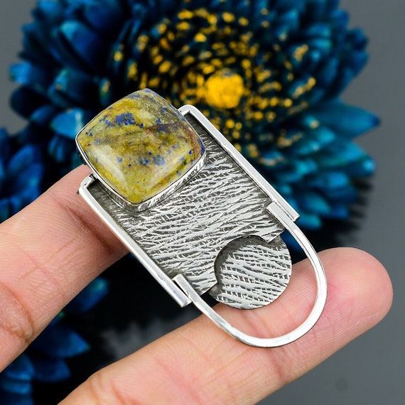 Azurite Malachite Sterling Silver Pendant: Handmade Gemstone Jewelry