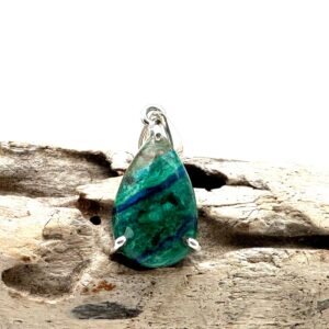 Azurite Malachite Teardrop Pendant, 925 Sterling Silver, 20mm Azurite Malachite Teardrop Pendant, 925 Sterling Silver, 20mm