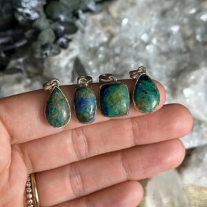 Azurite Pendant Necklace, .925 Sterling Silver, Faceted, Square, Triangle Azurite Pendant Necklace, .925 Sterling Silver, Faceted, Square, Triangle