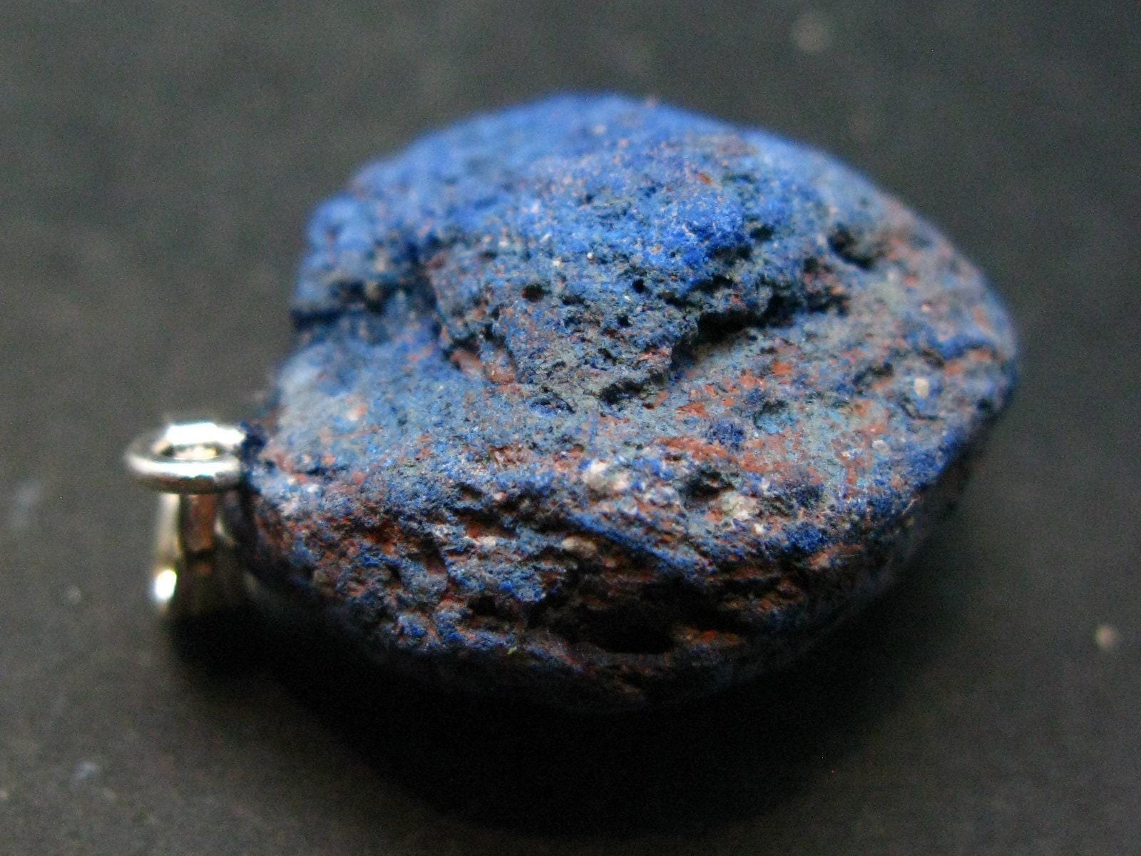 Azurite Nodule Crystal Sterling Silver Pendant From Russia - 1.3" - 11.09 Grams