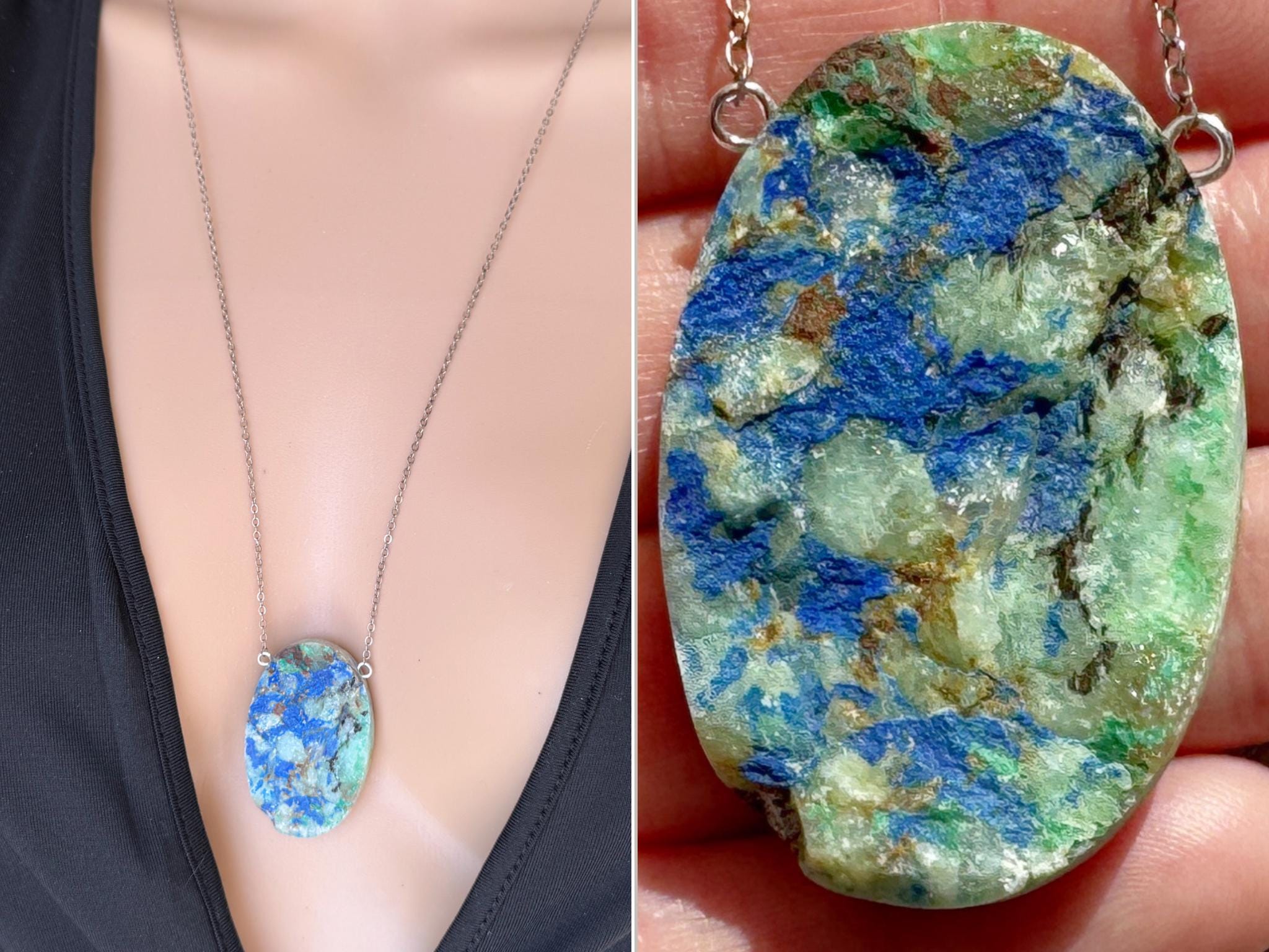 Raw Azurite Necklace, Druzy Crystal Necklace, Azurite Chrysocholla Necklace Blue Gemstone Necklace, Azurite Pendant Necklace Exact Stone Raw Azurite Necklace, Druzy Crystal Necklace, Azurite Chrysocholla Necklace Blue Gemstone Necklace, Azurite Pendant Necklace Exact Stone