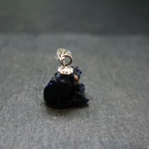 Saturated Blue Azurite Rough Crystal Sterling Silver Pendant From Mexico - 0.6" - 1.53 Grams Saturated Blue Azurite Rough Crystal Sterling Silver Pendant From Mexico - 0.6" - 1.53 Grams
