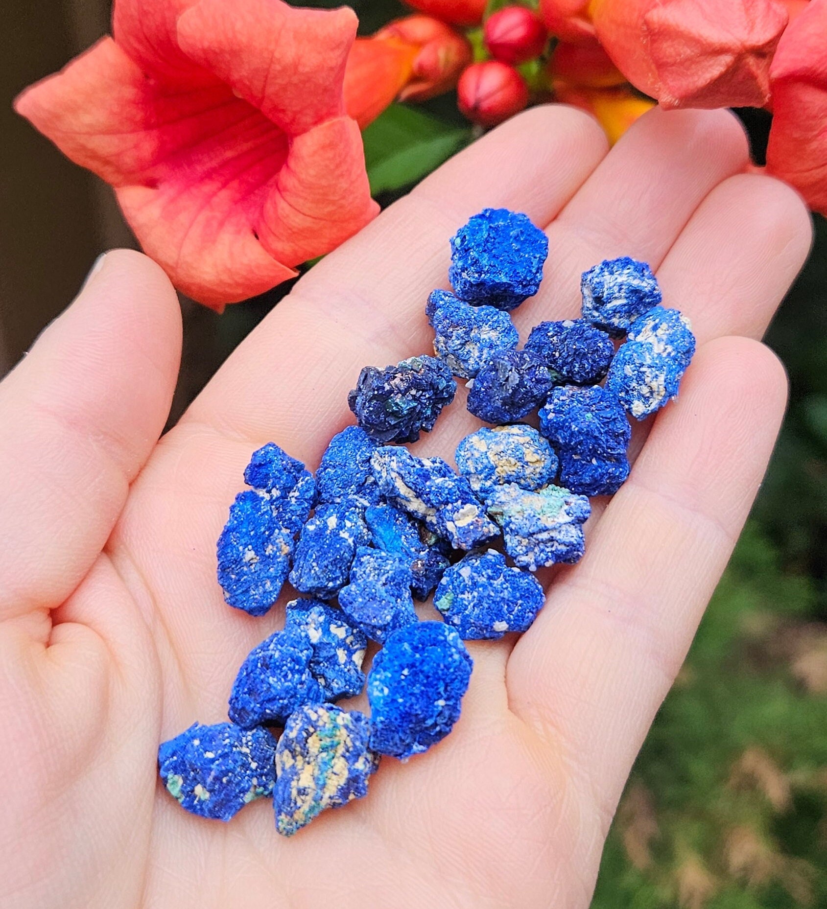 Azurite Blueberry Crystal Specimen, Blue Azurite Stone Nodule