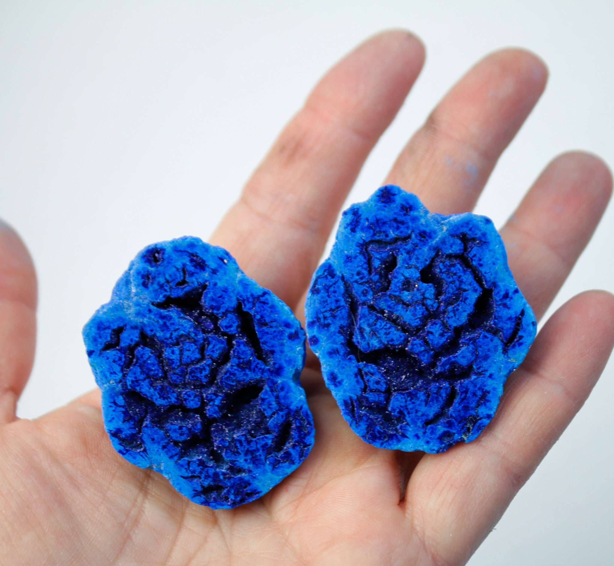 Large Azurite Geode Pair From Russia Large Azurite Geode Pair From Russia