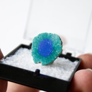 Malachite After Azurite Geode Half From Utah - Perky Thumbnail Malachite After Azurite Geode Half From Utah - Perky Thumbnail