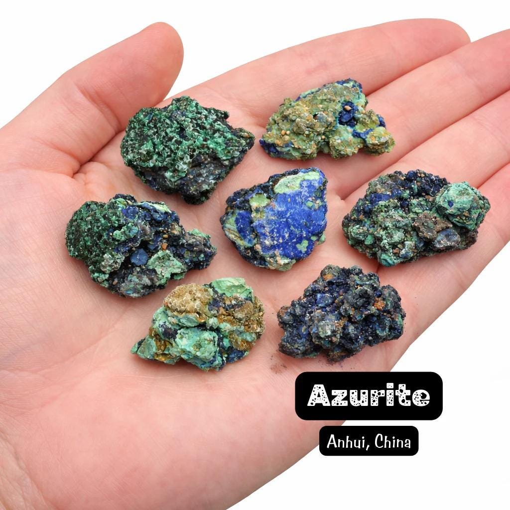 One Azurite Cluster - Azurite With Malachite - Small Azurite Crystals - China One Azurite Cluster - Azurite With Malachite - Small Azurite Crystals - China