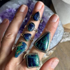 Azurite Ring, .925 Sterling Silver, Minimalist, Statement, Fitted