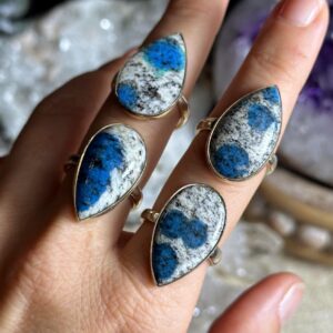 Adjustable K2 Azurite Ring, 925 Sterling Silver