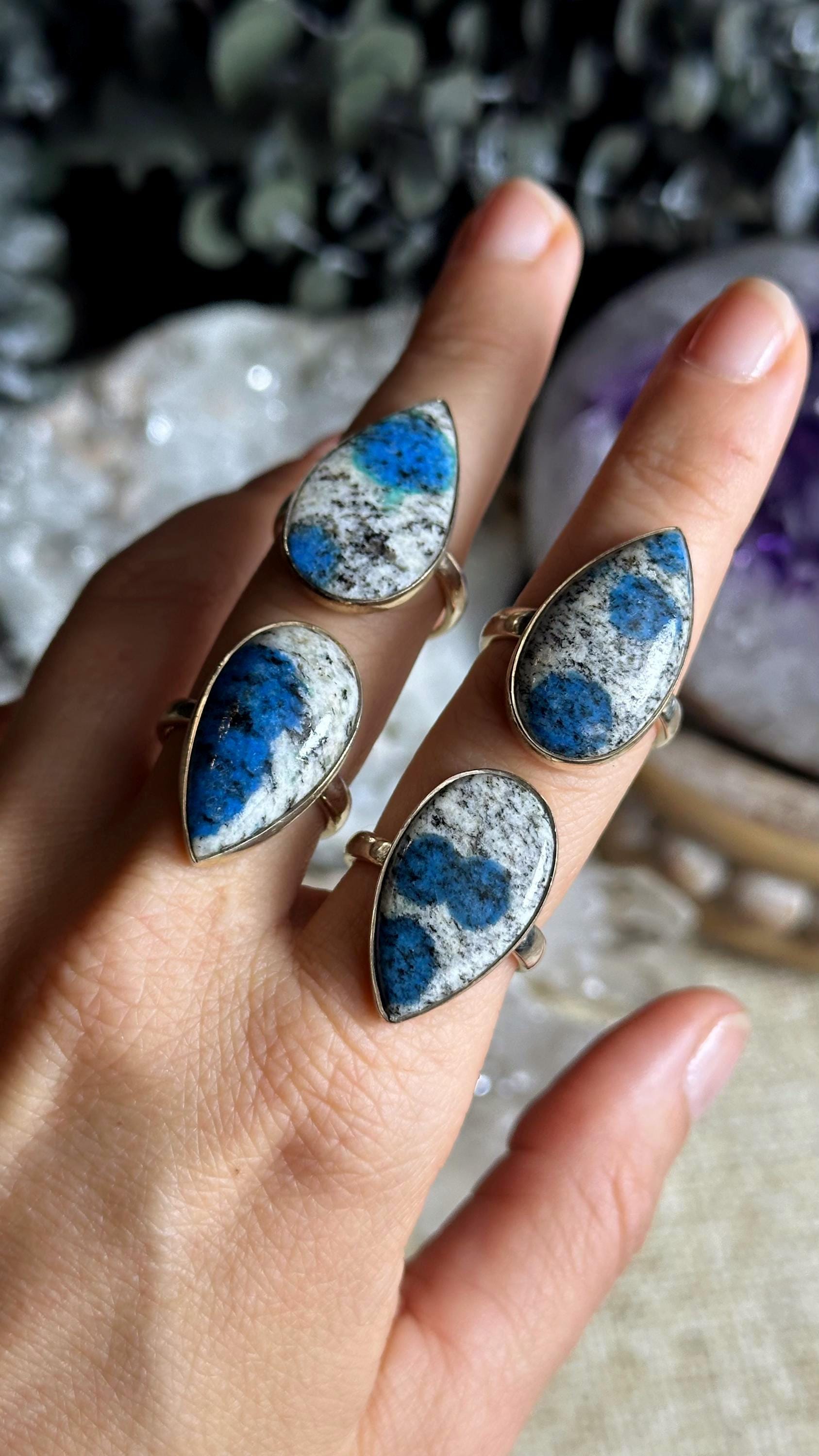 Adjustable K2 Azurite Ring, 925 Sterling Silver Adjustable K2 Azurite Ring, 925 Sterling Silver