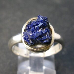 Deep Blue Evening Sky Above Desert!! Saturated Royal Blue Rough Azurite Sterling Silver Ring - Size 9
