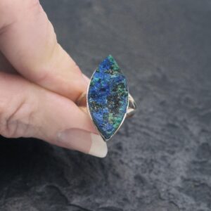 Earth And Sky - Beautiful Natural Azurite And Malachite Rough And Raw Crystal Ring Size 8