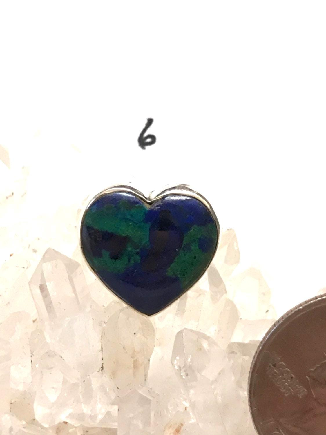 Heart - Azurite Malachite Party Ring Size 6 Heart - Azurite Malachite Party Ring Size 6