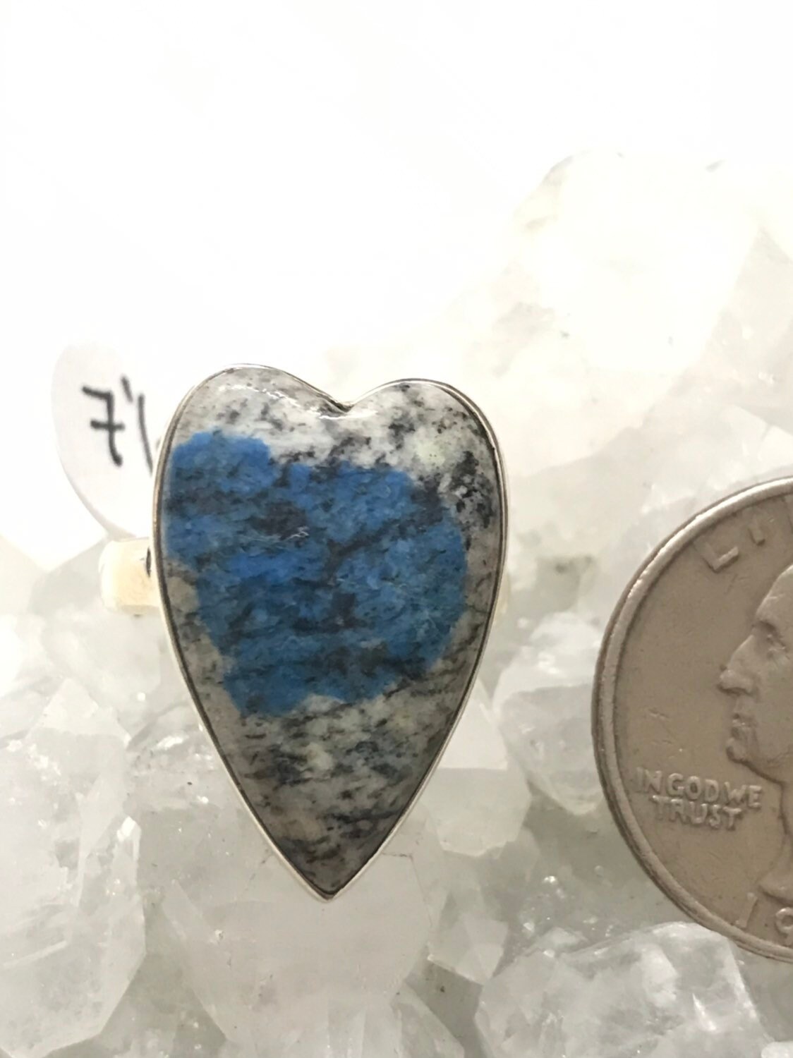 Azurite In Granite Heart Ring,  Size  7 1/2