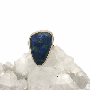 Azurite in Malachite Ring, Size 6
