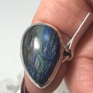 Azurite in Malachite Ring,  Size 5 1/2