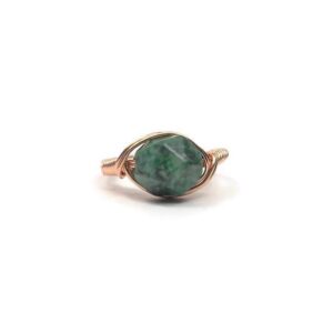 Lg Star Facet Azurite 14k Rose Gold Fill Wire Wrapped Ring Custom Sized