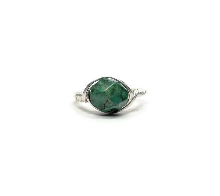 Lg Star Facet Azurite .999 Fine Silver Wire Wrapped Ring Custom Sized