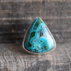 Azurite Malachite 925 Silver Drop Ring