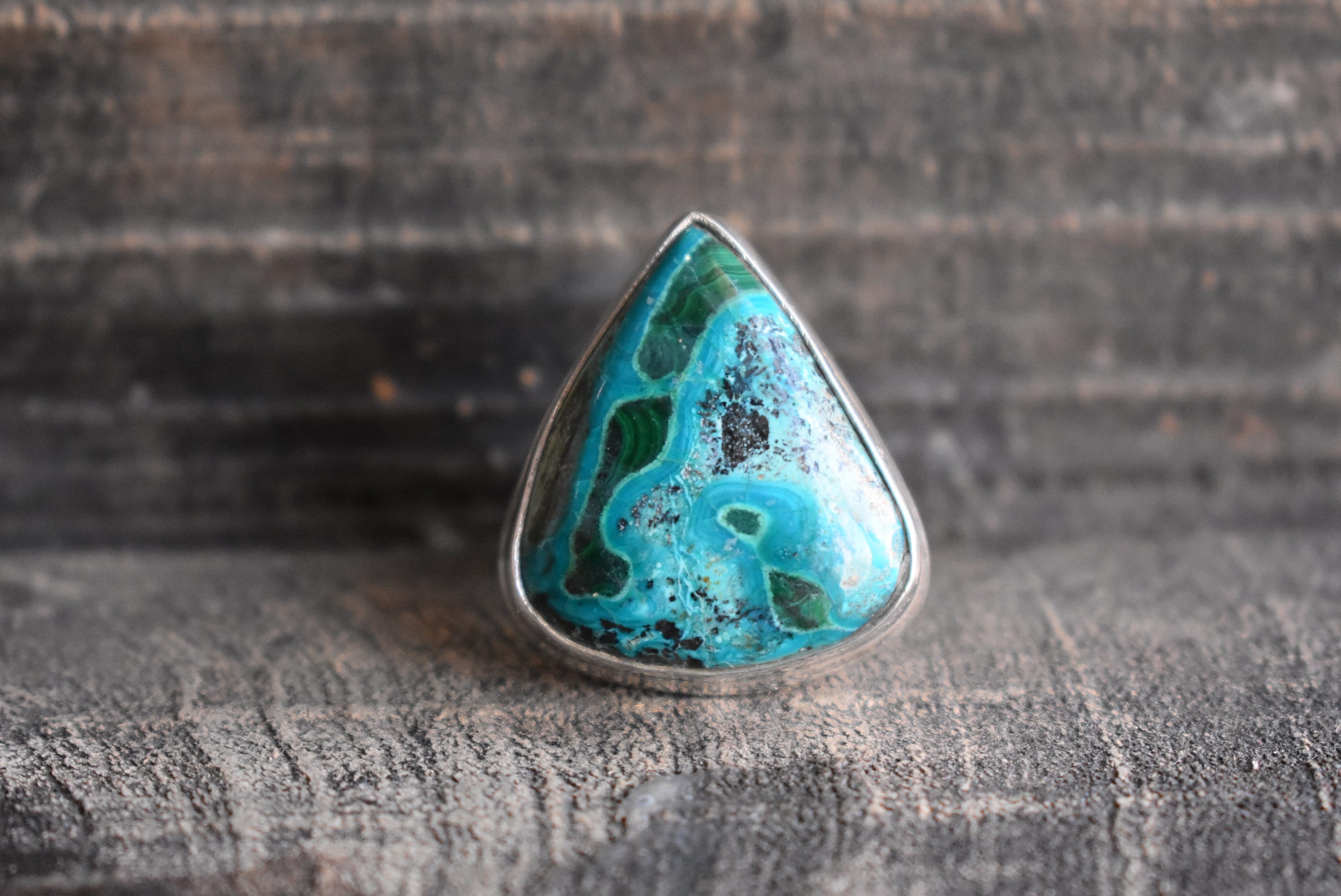 Azurite Malachite 925 Silver Drop Ring Azurite Malachite 925 Silver Drop Ring