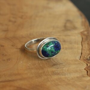 Azurite Malachite Ring - .925 Sterling Silver - East West  Ring