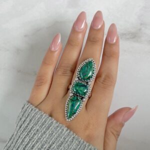 Azurite Malachite Adjustable Ring / 925 Sterling Silver / Healing Gemstone / Gifts for her / Pear Cab / Malachite Statement Ring / AZM-R-52.