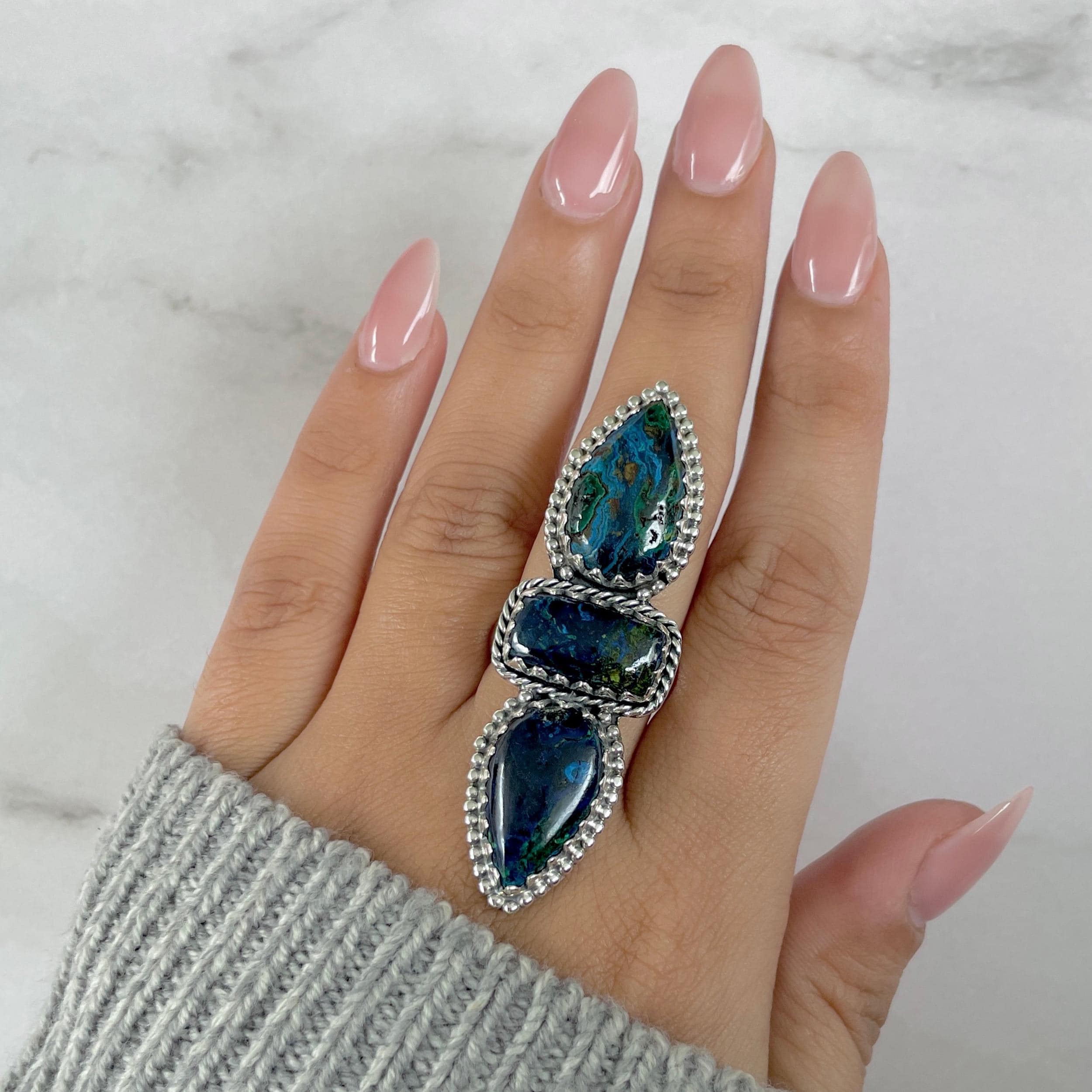 Azurite Malachite Adjustable Ring / 925 Sterling Silver / Healing Gemstone / Gifts For Her / Pear Cab / Malachite Statement Ring / Azm-r-38. Azurite Malachite Adjustable Ring / 925 Sterling Silver / Healing Gemstone / Gifts For Her / Pear Cab / Malachite Statement Ring / Azm-r-38.