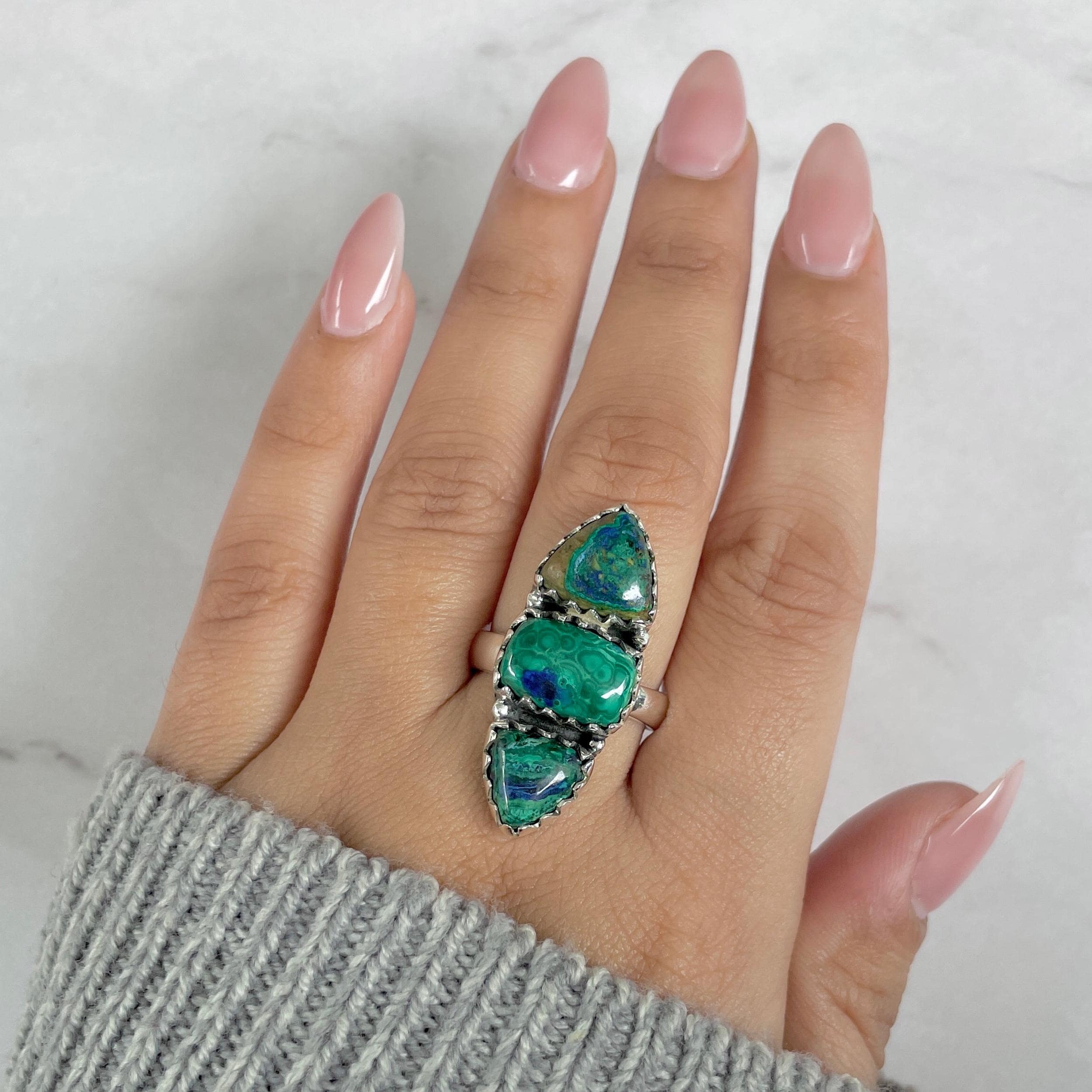 Azurite Malachite Adjustable Ring / 925 Sterling Silver / Healing Gemstone / Gifts For Her / Pear Cab / Malachite Statement Ring / Azm-r-41. Azurite Malachite Adjustable Ring / 925 Sterling Silver / Healing Gemstone / Gifts For Her / Pear Cab / Malachite Statement Ring / Azm-r-41.