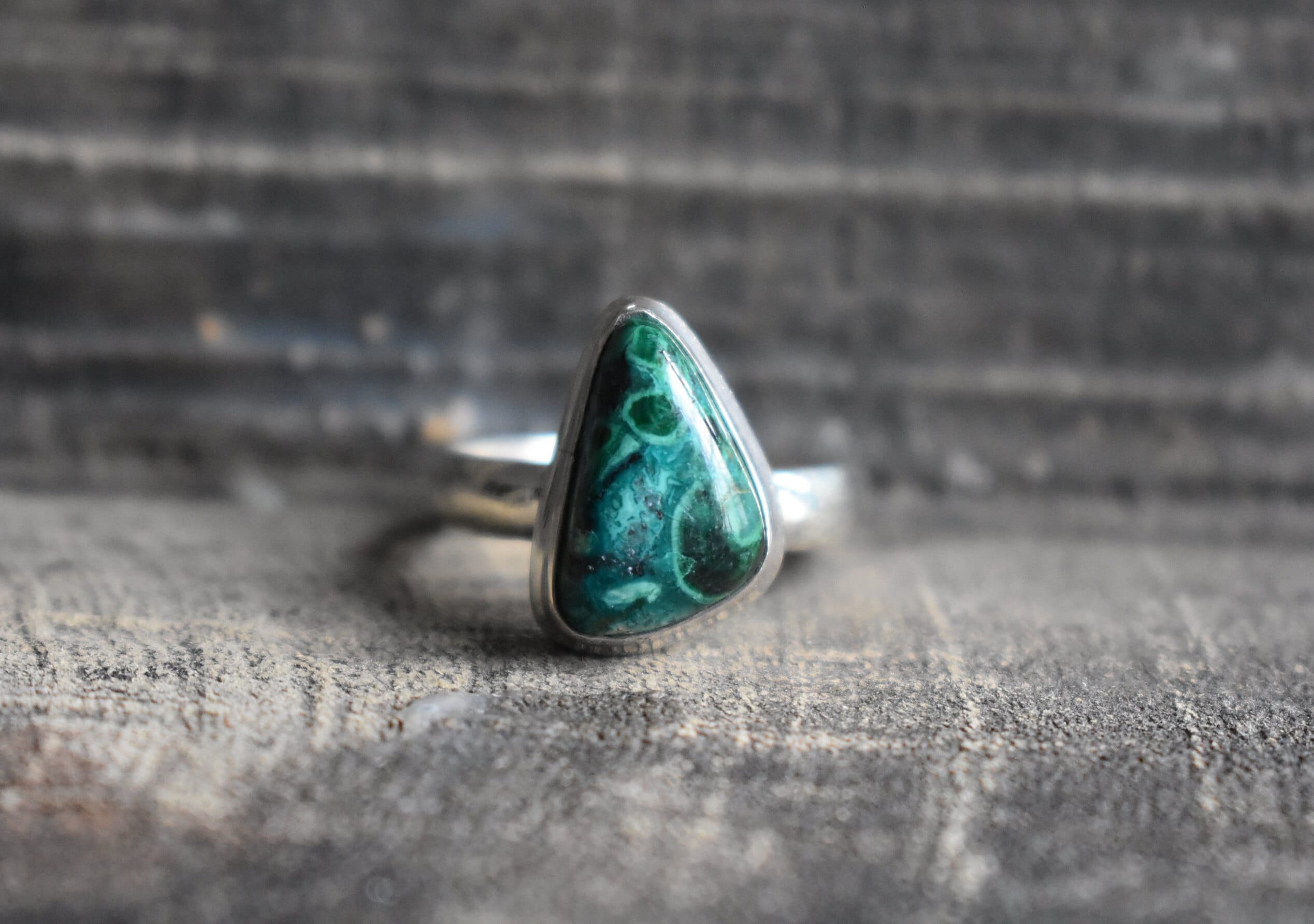 Azurite Malachite Gemstone Ring, 925 Sterling Silver, Unique Shape Azurite Malachite Gemstone Ring, 925 Sterling Silver, Unique Shape