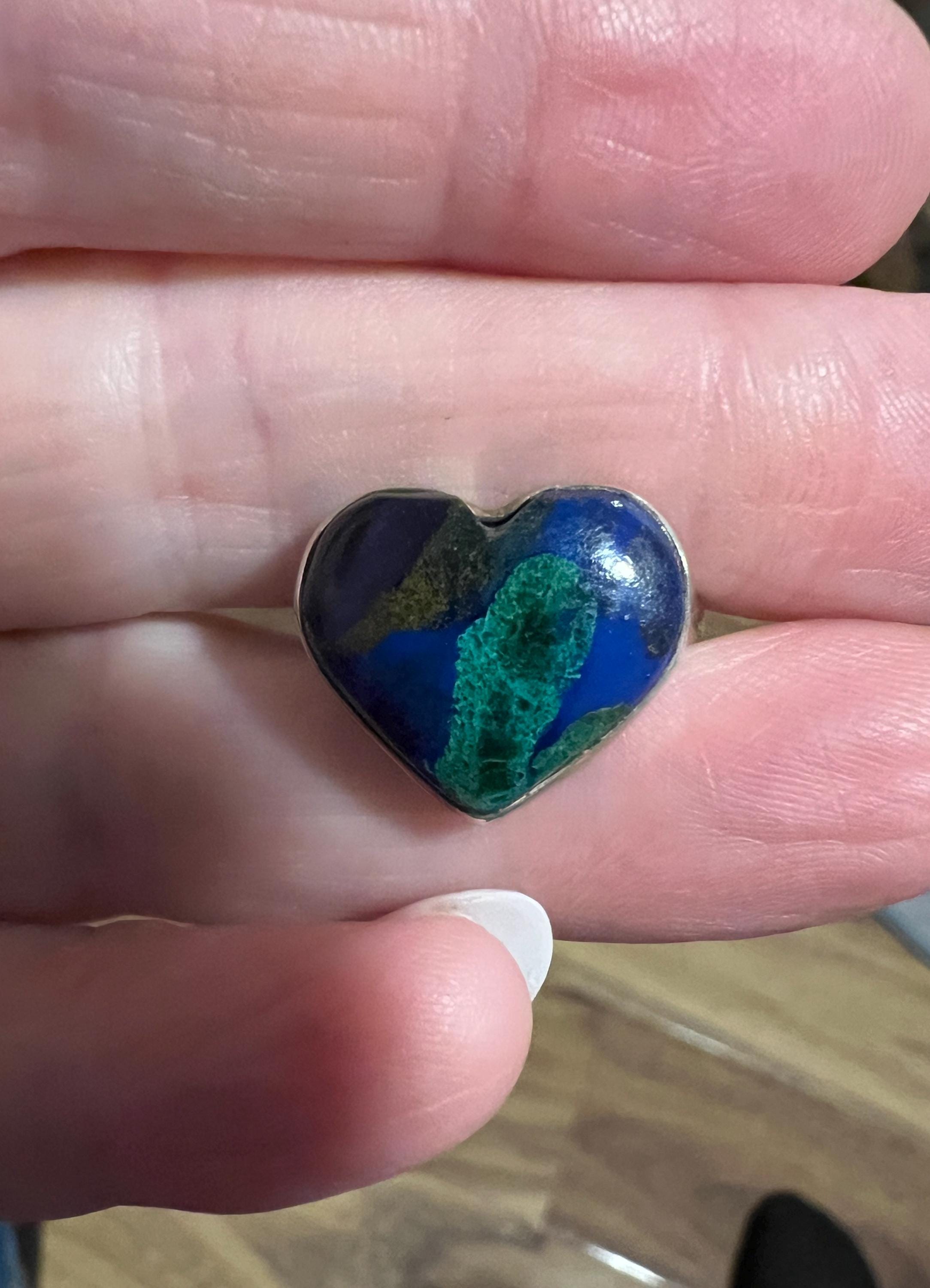 Azurite Malachite Heart Ring, Size 5 1/2 Azurite Malachite Heart Ring, Size 5 1/2
