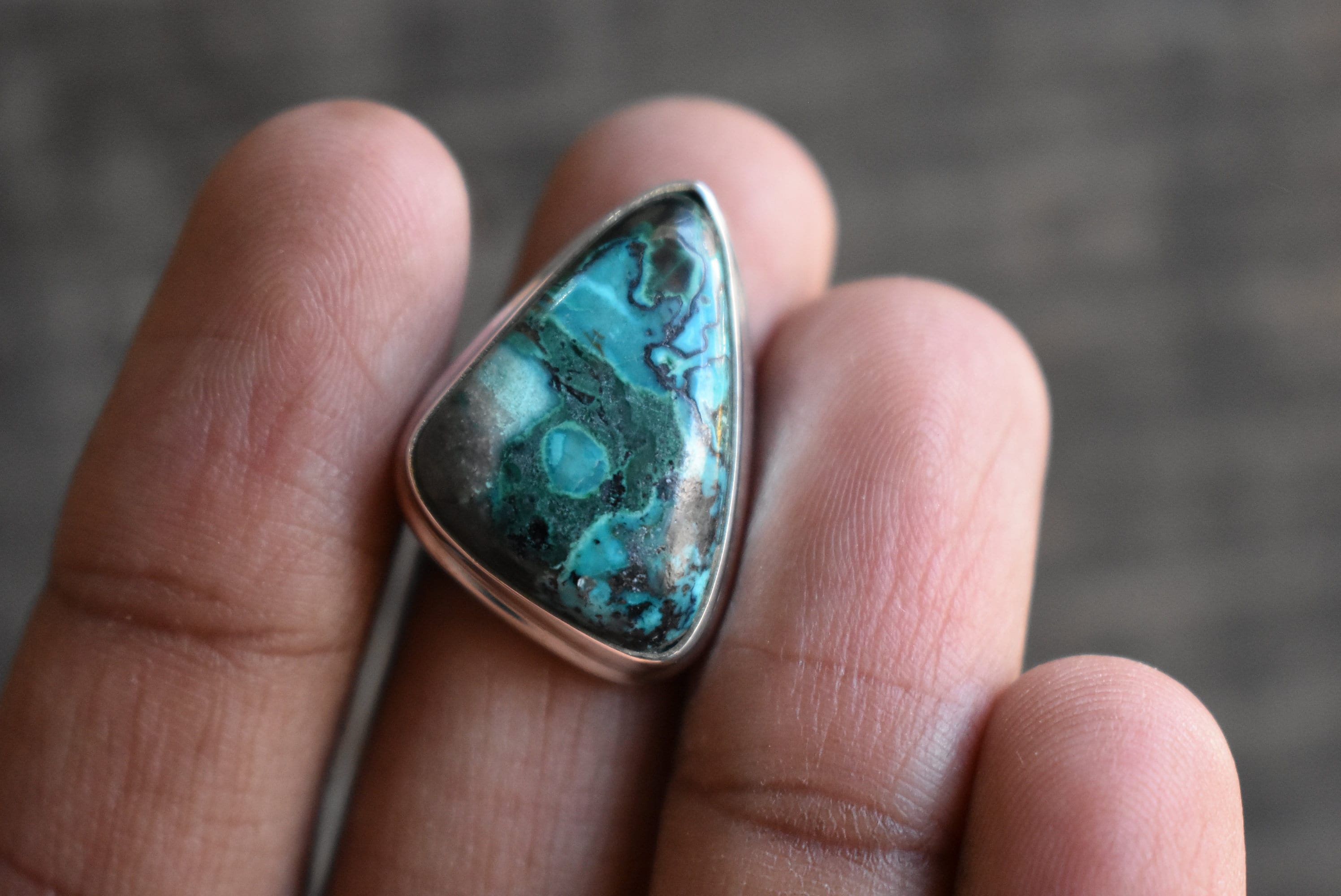 Azurite Malachite Ring, Unique 925 Silver Gemstone Ring Azurite Malachite Ring, Unique 925 Silver Gemstone Ring