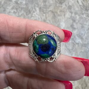 Natural Azurite and Malachite (Azurmalachite) Ring, Size 7 1/2