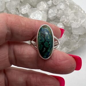 Natural Azurite in Malachite Ring, Size 10