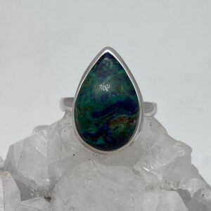 Natural Azurite in Malachite Ring, Size 10 1/2