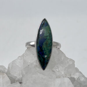 Natural Azurite in Malachite Ring, Size 10