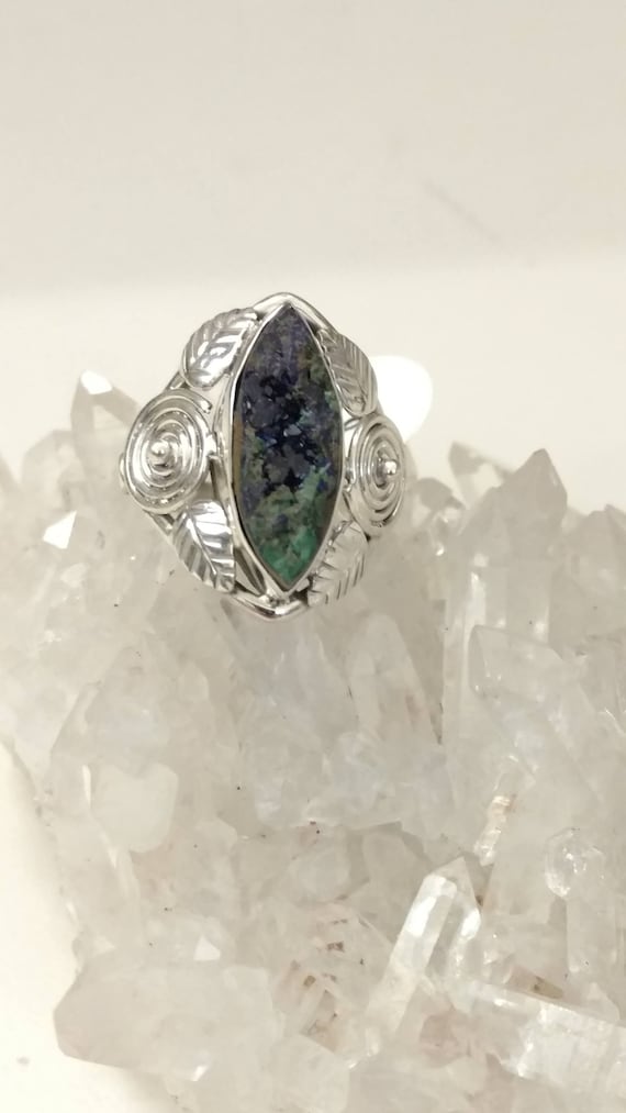 Natural Rough Azurite, Ring Size 6
