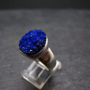 Royal Blue Rough Azurite Sterling Silver Ring - Size 7.5 - 8.33 Grams