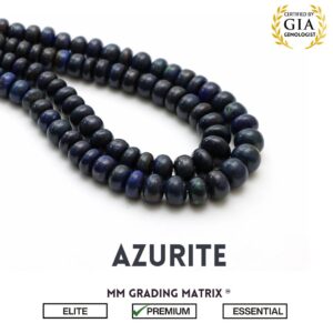5mm - 10mm Azurite Smooth Rondelle Shape Gemstone Beads, Beads For Jewelry Making, Natural Azurite Rondelle Beads Strand 18 Inches