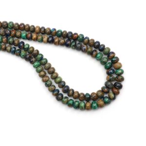 Azurite Malachite Smooth Rondelle Beads, 4.5mm To 7mm, Azurite Malachite Rondelle, Malachite Jewelry Making Gemstone, 8 Inch/18 Inch Strand