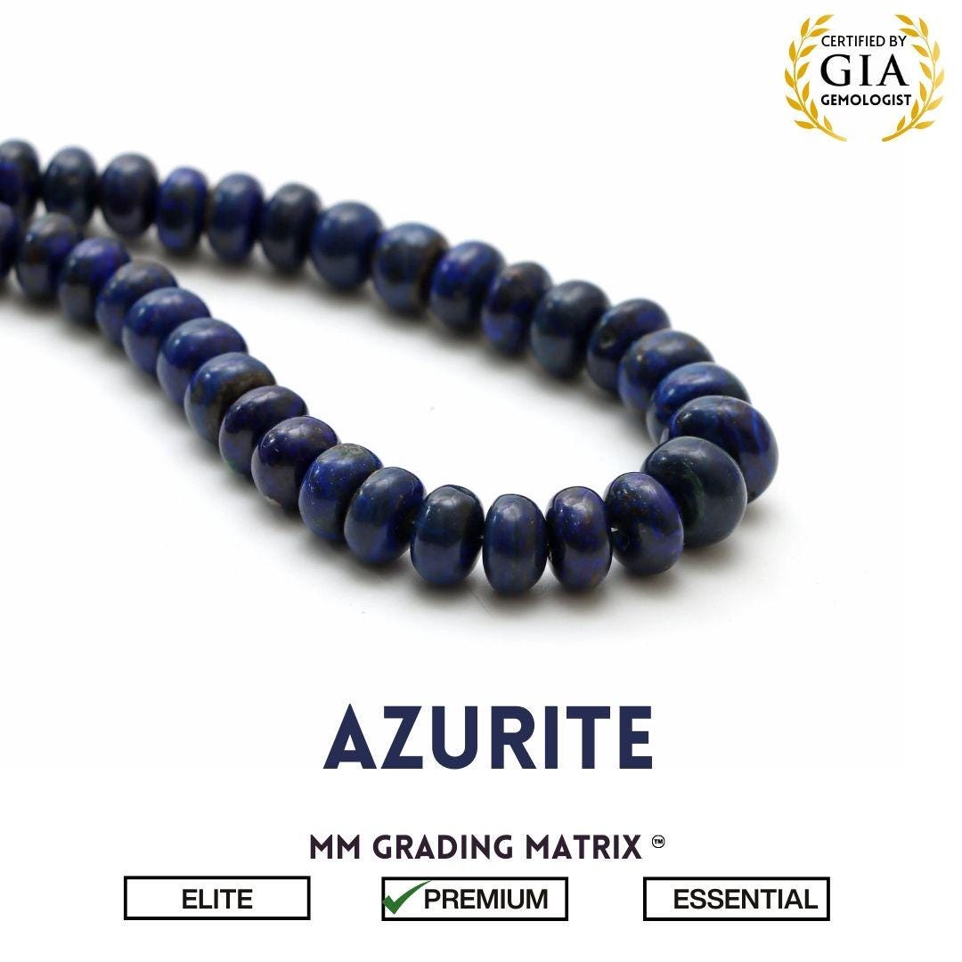 Natural Azurite Smooth Rondelle Shape Beads, Gemstone Beads For Jewelry Making, 6mm To 11mm Azurite Plain Beads Strand 16 Inches Natural Azurite Smooth Rondelle Shape Beads, Gemstone Beads For Jewelry Making, 6mm To 11mm Azurite Plain Beads Strand 16 Inches