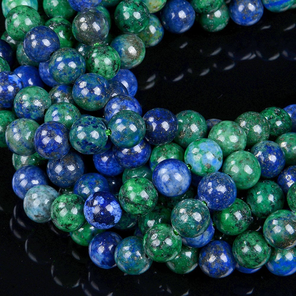4mm Azurite Gemstone Blue Green Round 4mm Loose Beads 15.5 Inch Full Strand (90112349-131)