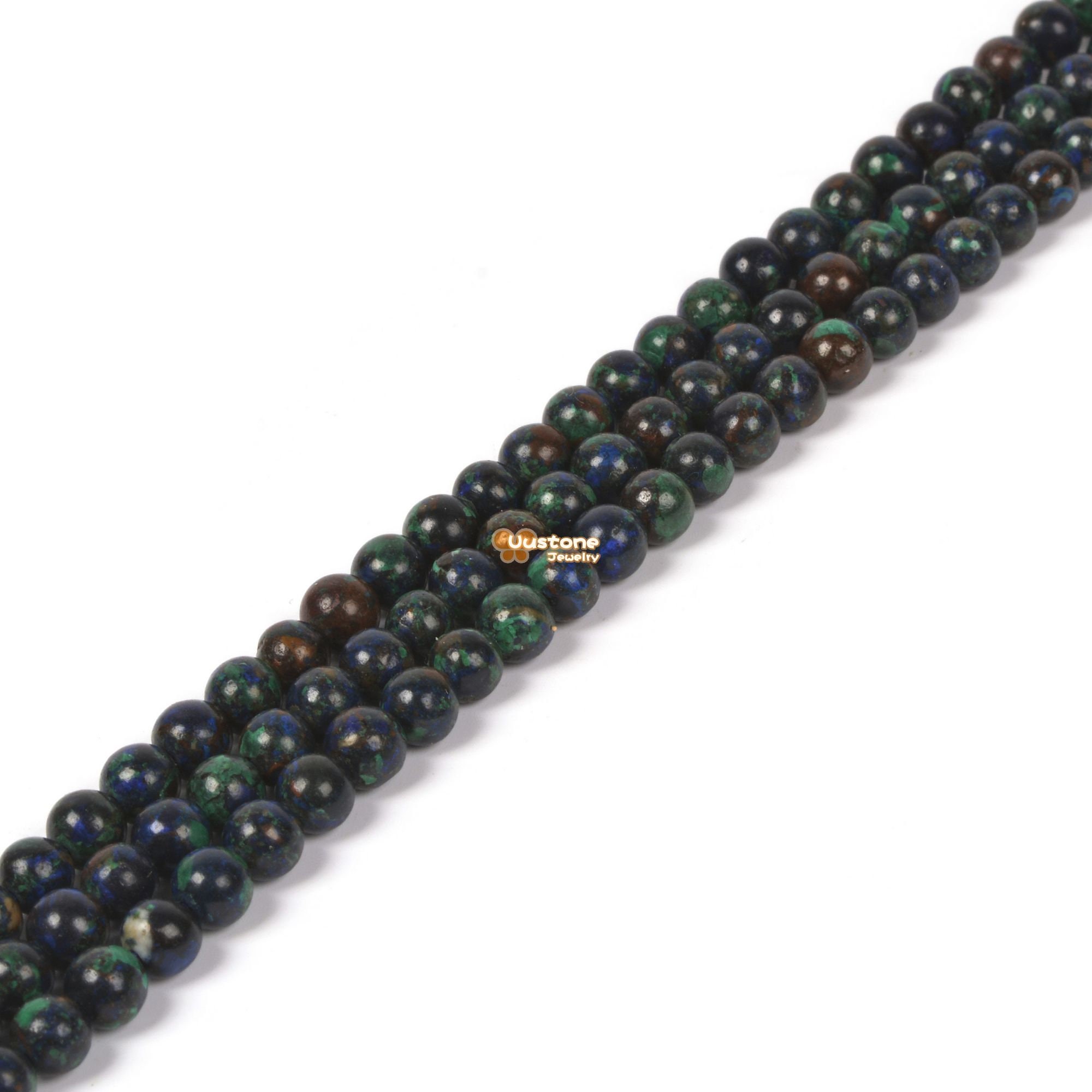 4mm Natural Azurite Round Ball Loose Beads Diy Jewelry Making Strand 15.5-16"