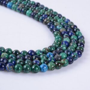 4mm74 4mm Azurite Round Ball Loose Gemstone Beads 16"