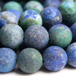 Azurite Gemstone Beads 8mm Matte Green & Blue Round Aaa Quality Loose Beads (101261)