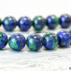 Azurite Malachite 12mm Round Beads 16" Strand 139-1157