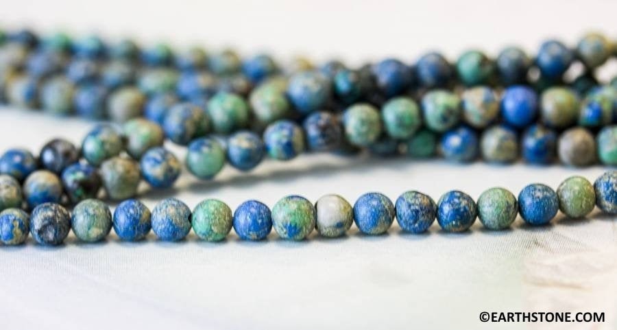 Azurite Malachite 4mm/ 6-7mm Round Beads 15.5" Strand Matte Finished Azurite Malachite 4mm/ 6-7mm Round Beads 15.5" Strand Matte Finished